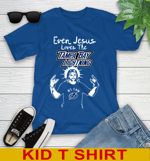 Tampa Bay Lightning NHL Hockey Even Jesus Loves The Lightning Shirt Youth T-Shirt 10