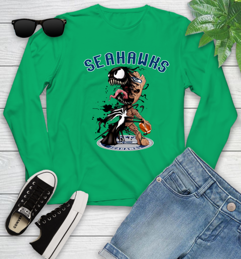 NFL Seattle Seahawks Football Venom Groot Guardians Of The Galaxy Youth Long Sleeve 6