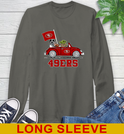 NFL Football San Francisco 49ers Darth Vader Baby Yoda Driving Star Wars Shirt Long Sleeve T-Shirt 8