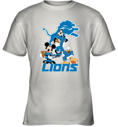 Mickey Donald Goofy The Three Detroit Lions Football Youth T-Shirt