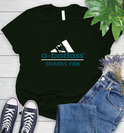 NHL A Badass San Jose Sharks Fan Adidas Hockey Sports Women's T-Shirt 6