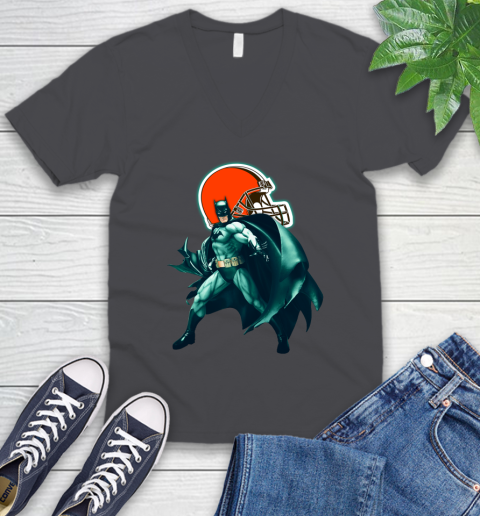 NFL Batman Football Sports Cleveland Browns V-Neck T-Shirt 5