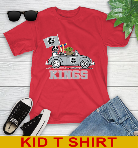 NHL Hockey Los Angeles Kings Darth Vader Baby Yoda Driving Star Wars Shirt Youth T-Shirt 10