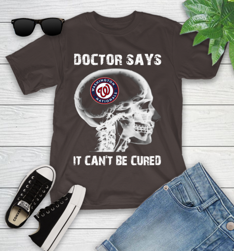 MLB Washington Nationals Baseball Skull It Can't Be Cured Shirt Youth T-Shirt 6