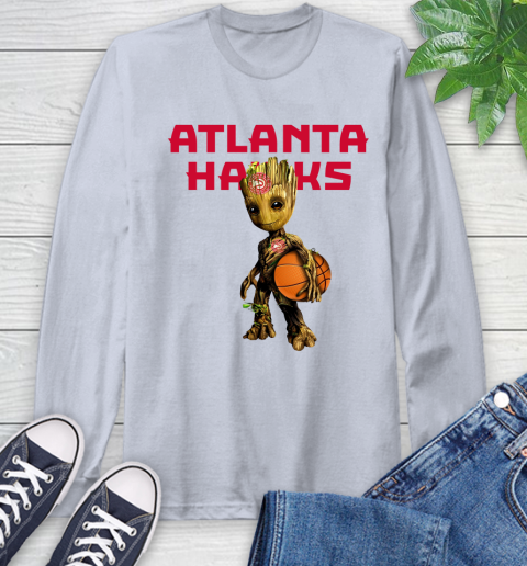 Atlanta Hawks NBA Basketball Groot Marvel Guardians Of The Galaxy Long Sleeve T-Shirt 6