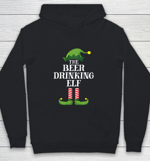 Beer Drinking Elf Matching Family Group Christmas Party PJ Youth Hoodie