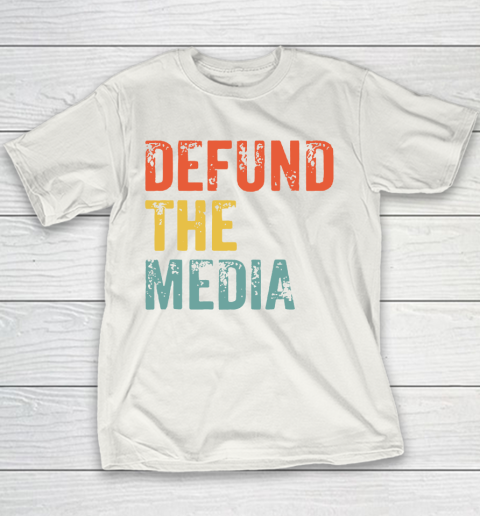 Defund The Media Retro Vintage Youth T-Shirt 2