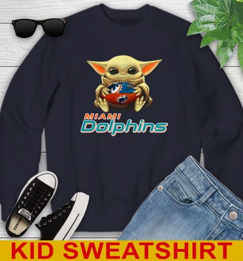 NFL Football Miami Dolphins Baby Yoda Star Wars Shirt Youth Sweatshirt 3