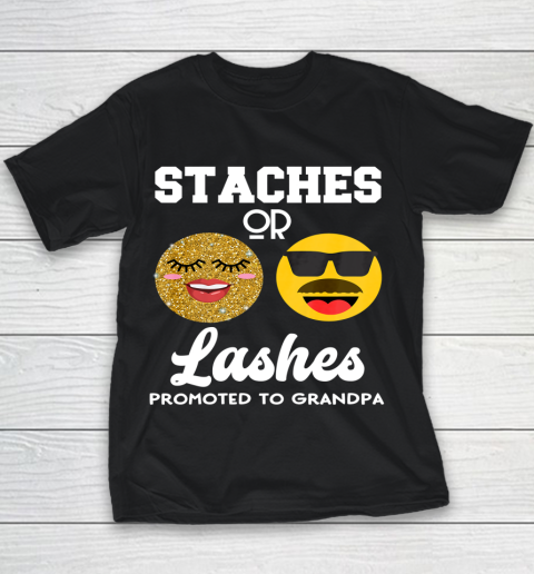 Promoted to Grandpa Lashes or Staches Gender Reveal Party Youth T-Shirt