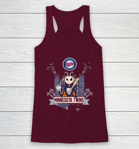 MLB Minnesota Twins Baseball Jack Skellington Halloween Racerback Tank 2