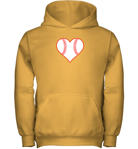 0cor baseball player coach or fan heart shaped baseball graphic youth hoodie 43 front gold