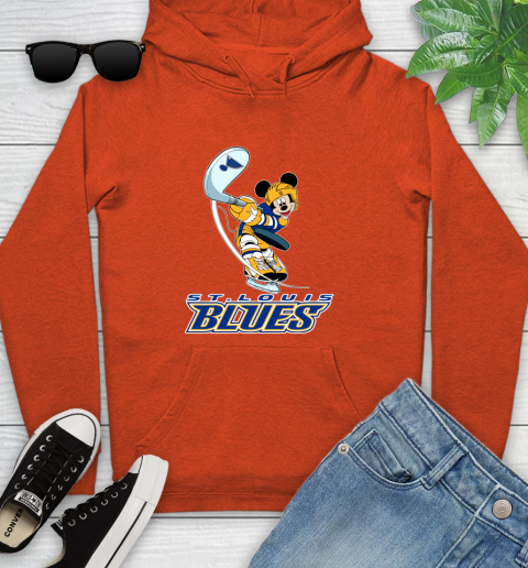 NHL Hockey St.Louis Blues Cheerful Mickey Mouse Shirt Youth Hoodie - Image 6