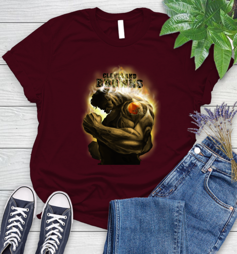 Cleveland Browns NFL Football Hulk Marvel Avengers Sports Women's T-Shirt 7