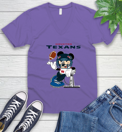 NFL Houston Texans Mickey Mouse Disney Super Bowl Football T Shirt V-Neck T-Shirt 10