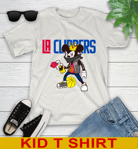 LA Clippers NBA Basketball Mickey Peace Sign Sports Youth T-Shirt 12