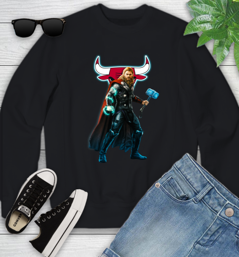 NBA Thor Avengers Endgame Basketball Chicago Bulls Youth Sweatshirt 2