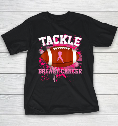 Tackle Football Pink Ribbon Breast Cancer Youth T-Shirt