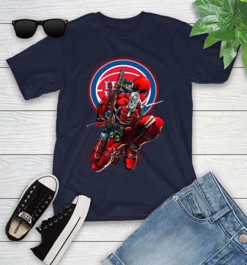 NBA Deadpool Marvel Comics Sports Basketball Detroit Pistons Youth T-Shirt 3