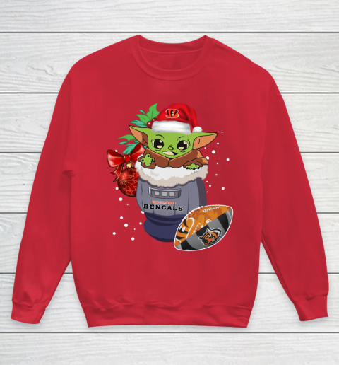 Cincinnati Bengals Christmas Baby Yoda Star Wars Funny Happy NFL Youth Sweatshirt 9