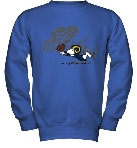 Los Angeles Rams Snoopy Plays The Football Game Youth Sweatshirt
