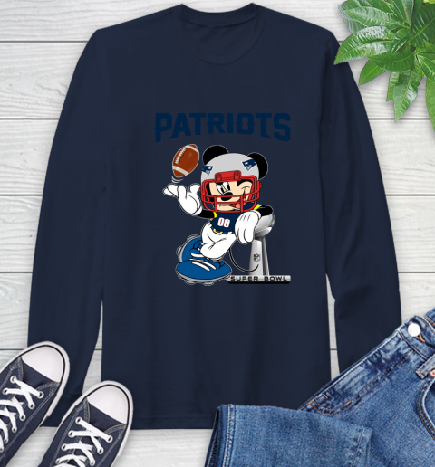 NFL New England Patriots Mickey Mouse Disney Super Bowl Football T Shirt Long Sleeve T-Shirt 4