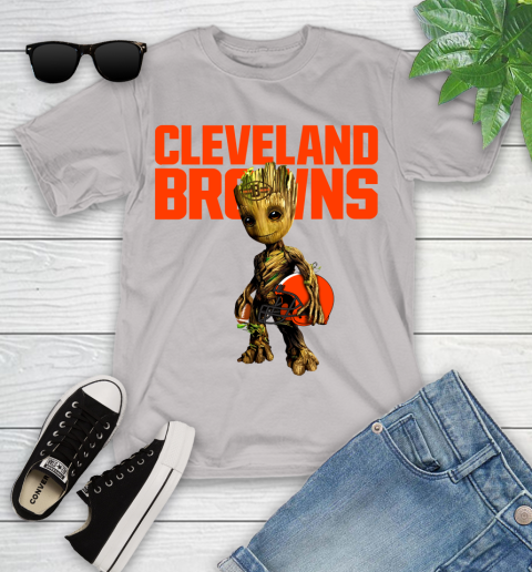Cleveland Browns NFL Football Groot Marvel Guardians Of The Galaxy Youth T-Shirt 12