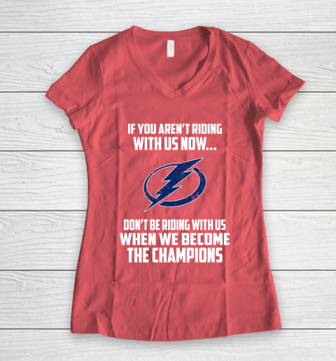 NHL Tampa Bay Lightning Hockey We Become The Champions Women's V-Neck T-Shirt 4