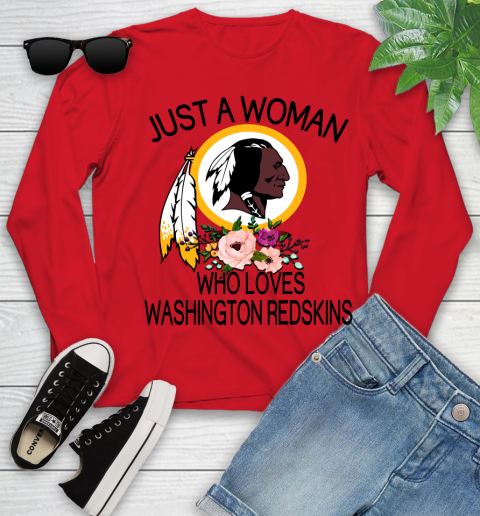 NFL Just A Woman Who Loves Washington Redskins Football Sports Youth Long Sleeve 8