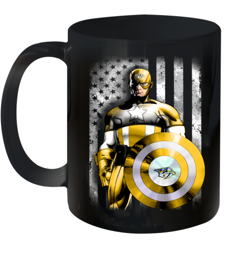 Nashville Predators NHL Hockey Captain America Marvel Avengers American Flag Shirt Ceramic Mug 11oz