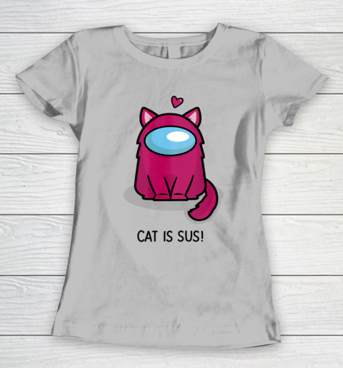 Among Us Game Shirt Cute Cat Astronaut Among me or us Nerdy Girl Gamer Women's T-Shirt 3