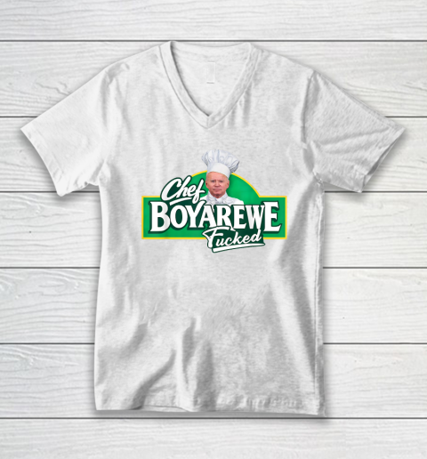 Chef BoyAreWe Fucked Funny Chef Biden Trump 2024 V-Neck T-Shirt