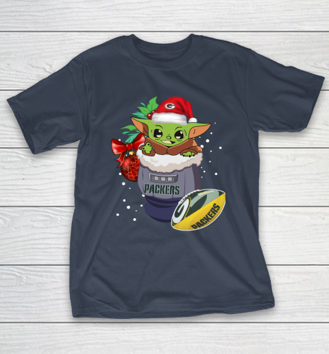 Green Bay Packers Christmas Baby Yoda Star Wars Funny Happy NFL T-Shirt 5