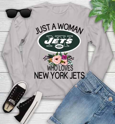 NFL Just A Woman Who Loves New York Jets Football Sports Youth Long Sleeve 9