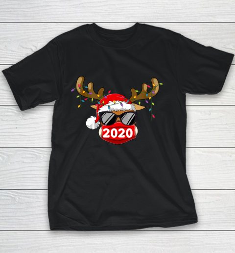 Reindeer With Face Mask Christmas 2020 Family Pajamas Xmas Youth T-Shirt