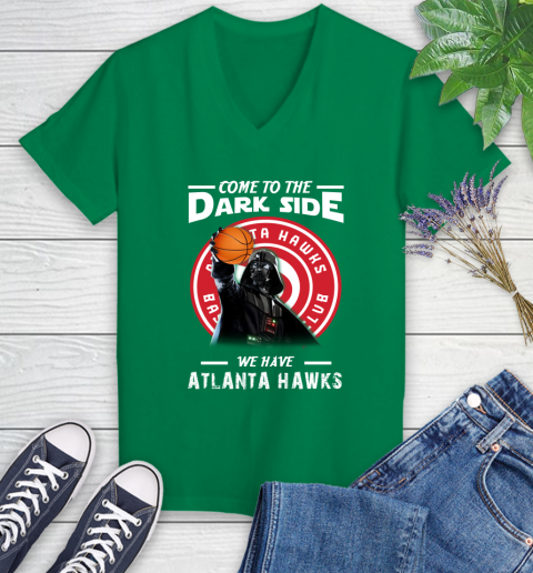 NBA Come To The Dark Side We Have Atlanta Hawks Star Wars Darth Vader Basketball Women's V-Neck T-Shirt 5