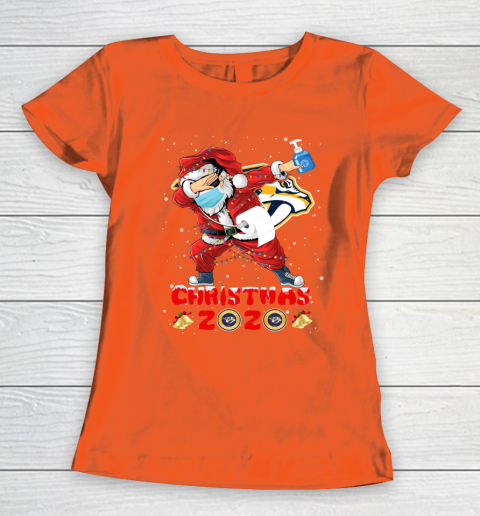 Nashville Predators Funny Santa Claus Dabbing Christmas 2020 NHL Women's T-Shirt 3