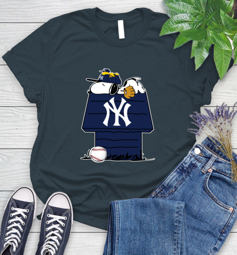 MLB New York Yankees Snoopy Woodstock The Peanuts Movie Baseball T Shirt Women's T-Shirt 8