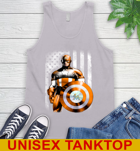 Miami Marlins MLB Baseball Captain America Marvel Avengers American Flag Shirt Tank Top 3