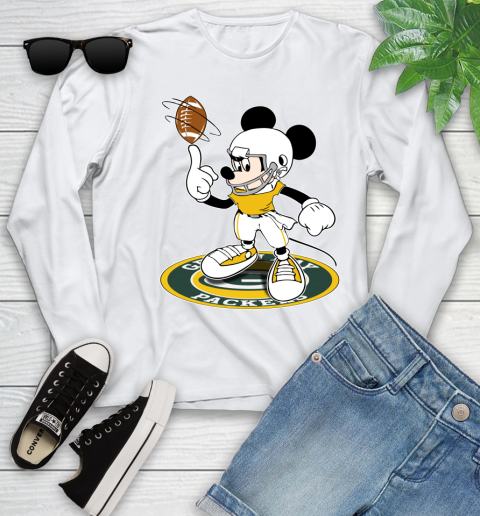 NFL Football Green Bay Packers Cheerful Mickey Disney Shirt Youth Long Sleeve 2