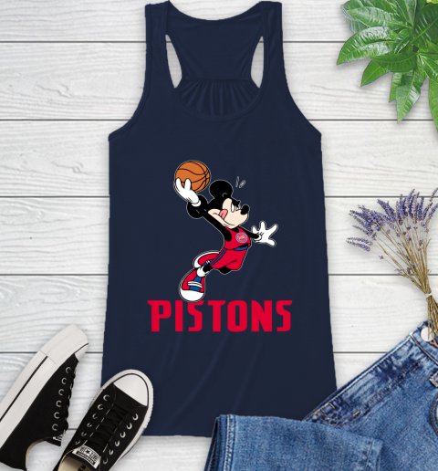 NBA Basketball Detroit Pistons Cheerful Mickey Mouse Shirt Racerback Tank 11
