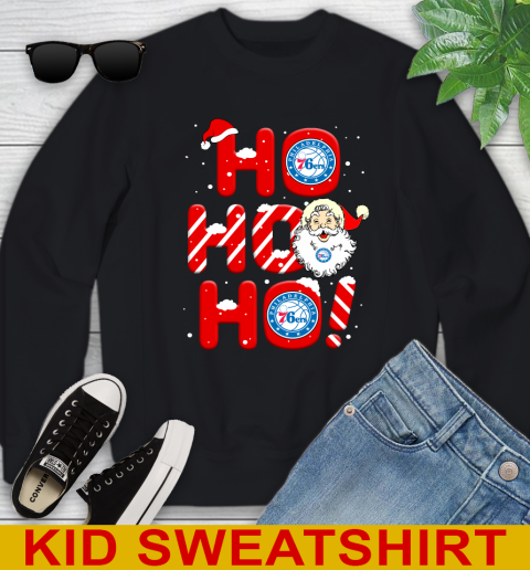 Philadelphia 76ers NBA Basketball Ho Ho Ho Santa Claus Merry Christmas Shirt Youth Sweatshirt