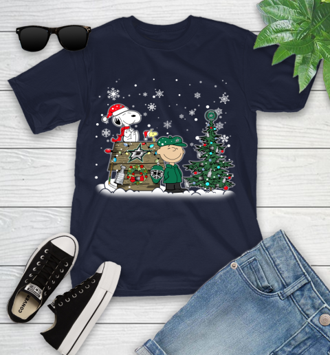 NHL Dallas Stars Snoopy Charlie Brown Woodstock Christmas Stanley Cup Hockey Youth T-Shirt 2