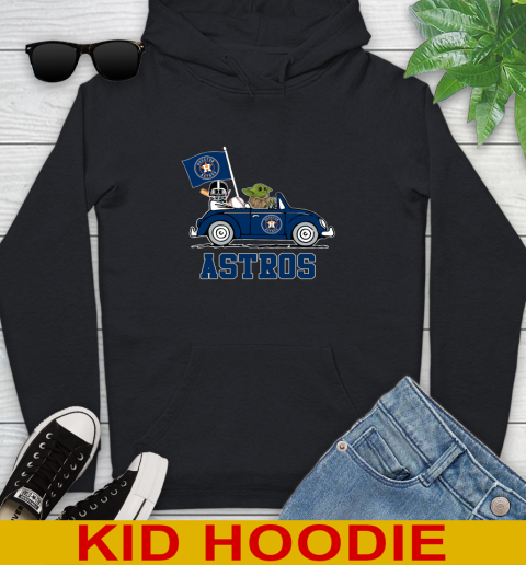 MLB Baseball Houston Astros Darth Vader Baby Yoda Driving Star Wars Shirt Youth Hoodie 2