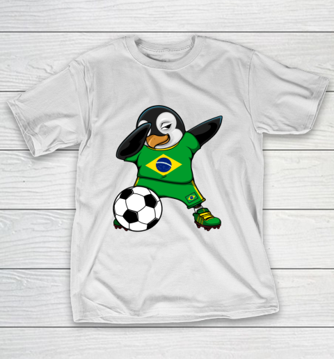 Dabbing Penguin Brazil Soccer Fans Jersey Football Lovers T-Shirt