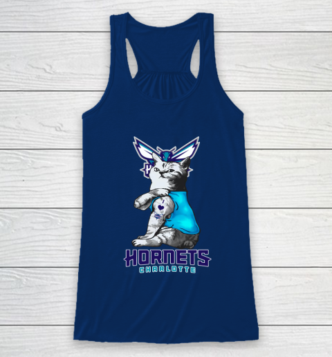 NBA Basketball My Cat Loves Charlotte Hornets Racerback Tank 6