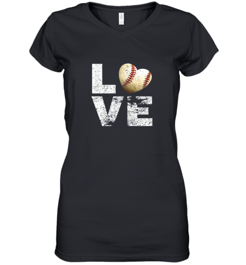 I Love Baseball Funny Gift for Baseball Fans Lovers Women's V-Neck T-Shirt