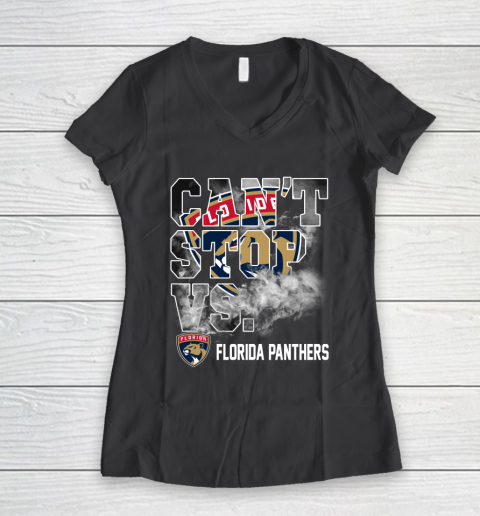 NHL Florida Panthers Hockey Can't Stop Vs Women's V-Neck T-Shirt 6