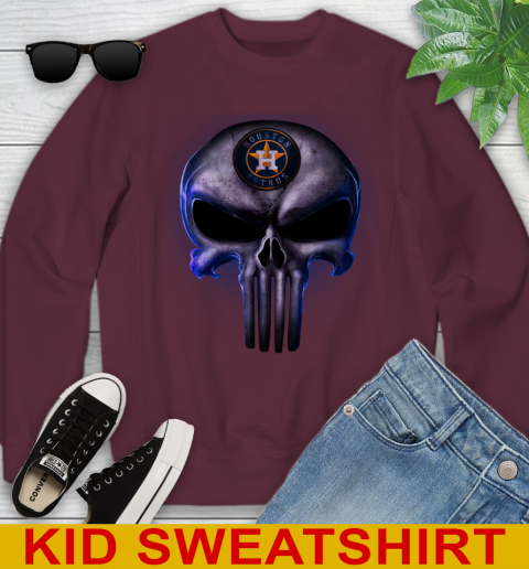Houston Astros MLB Baseball Punisher Skull Sports Youth Sweatshirt 4