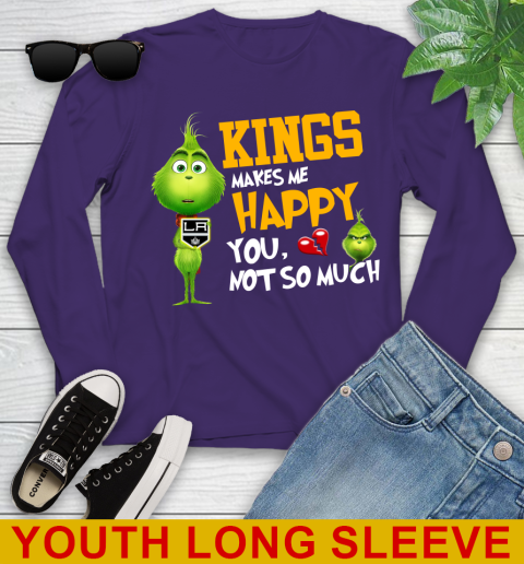 NHL Los Angeles Kings Makes Me Happy You Not So Much Grinch Hockey Sports Youth Long Sleeve 4