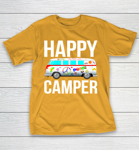 Happy Camper Camping Van Peace Sign Hippies 1970s Campers T-Shirt 12